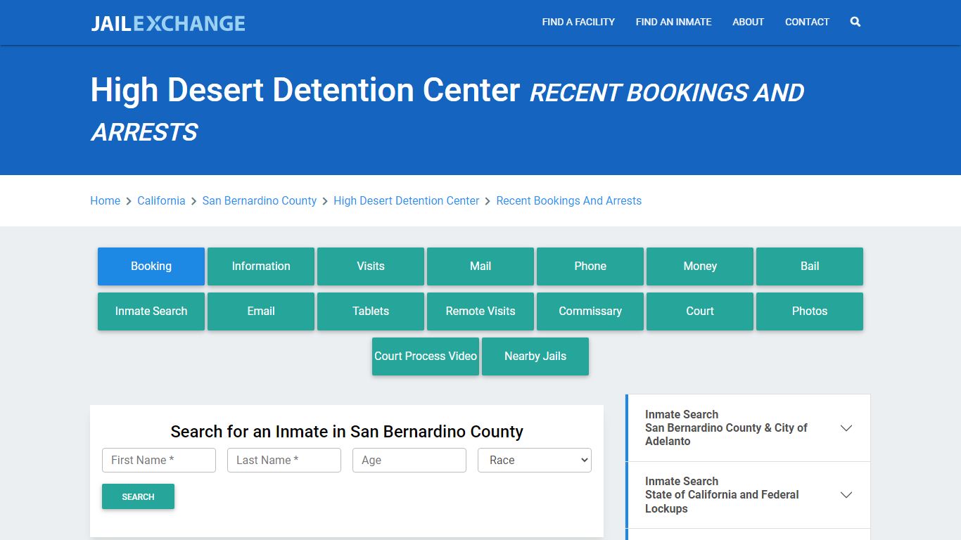 High Desert Detention Center Recent Bookings And Arrests - Jail Exchange