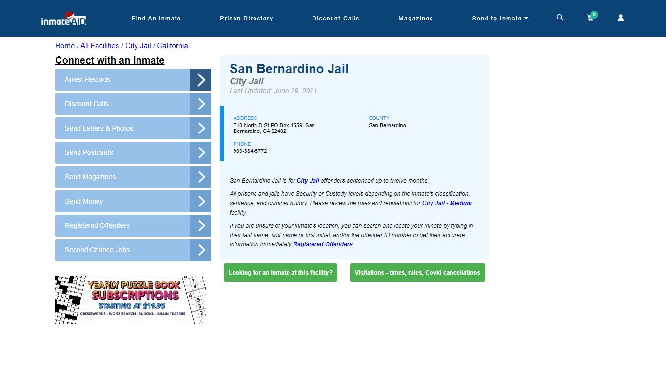 San Bernardino Jail | Inmate Locator